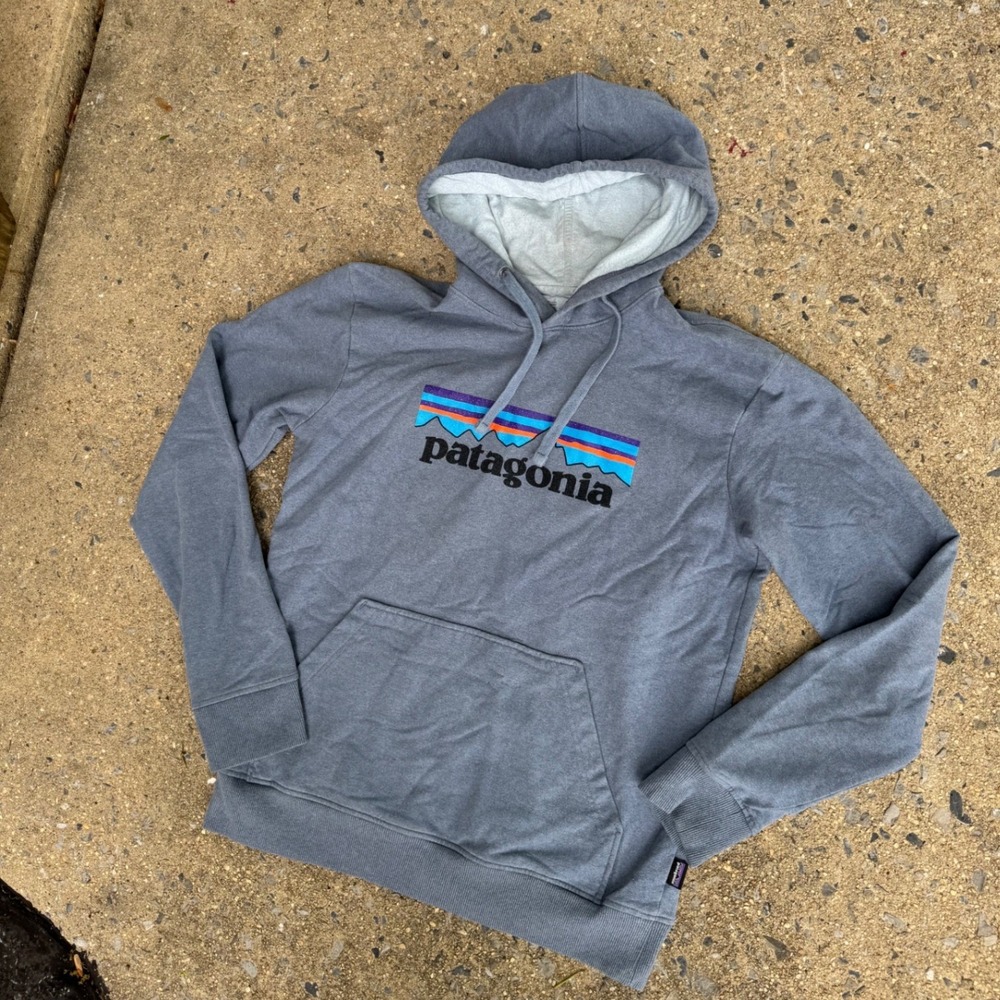 Patagonia Womens P-6 Logo Responsibili-Tee Hoodie Grey Regular Fit Small‎